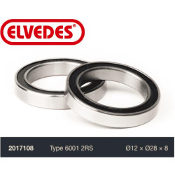 ELVEDES Roulement Type 6001 2RS diamètre 12 x diamètre 28 x 8