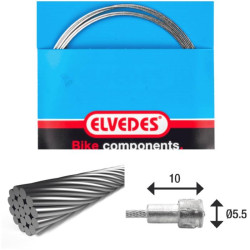 ELVEDES Cable de frein 2 000mm 1x19 fils Stainless diamètre 1,5mm tete en V diamètre 5,5x10