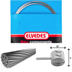 ELVEDES Cable de frein 1 000mm 1x19 fils Stainless diamètre 1,5mm tete en T diamètre 7x6mm