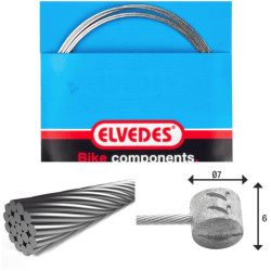 ELVEDES Cable de frein 2 000mm 1x19 fils Stainless diamètre 1,5mm tete en T diamètre 7x6mm