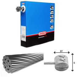 ELVEDES 100 Cable de freins 2 000mm 1x19 fils Stainless diamètre 1,5mm tete en T diamètre 7x6