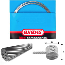ELVEDES Cable de frein 2 250mm 1x19 fils Stainless diamètre 1,5mm tete en T diamètre 7x6mm