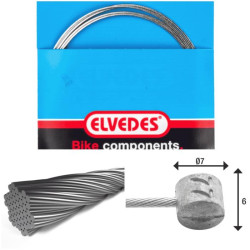 ELVEDES Cable de frein 2 250mm 7x7 fils Stainless diamètre 1,5mm tete en T diamètre 7x6mm