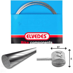 ELVEDES Cable de frein 2 250mm 1x19 fils Stainless Slick diamètre 1,5mm tete en T diamètre 7x6mm