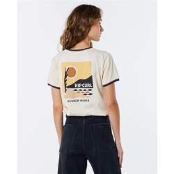 Teeshirt femme RIPCURL Color Block Ringer Tee Off White S