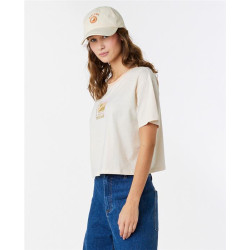 Teeshirt femme RIPCURL Color Block Crop Tee Off White S