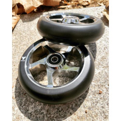 Paire de roues trottinette TRIGGER 5 Spokes Chrome 120 x 30 mm