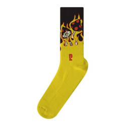 Chaussettes skate PSOCKADELIC Flaming Shrooms Jaune