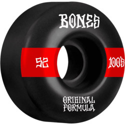 Roues skate BONES (x4) 100S V4 14 Wide Noir 100A 52mm