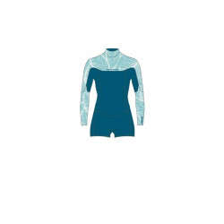 Combinaison shorty femme NEILPRYDE Spark L/S Spring 2/2 Back Zip Petrol/Floral