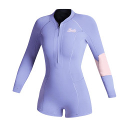 Combinaison shorty femme MYSTIC Lunar Longarm 2/2mm Frontzip Pastel Lilac