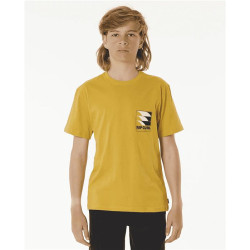 Teeshirt junior RIPCURL Surf Revival Line Up Tee -Boy Mustard Gold