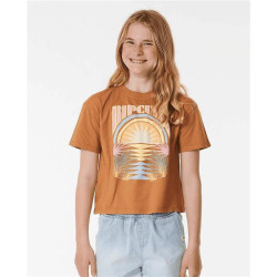 Teeshirt junior RIPCURL Glow Heritage Crop Tee -Girl Light Brown
