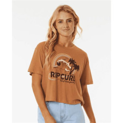 Teeshirt femme RIPCURL Rainbow Waves Crop Tee Light Brown