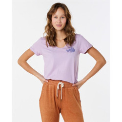 Teeshirt femme RIPCURL Re-Entry V Neck Tee Lilac