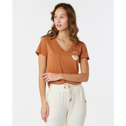 Teeshirt femme RIPCURL Re-Entry V Neck Tee Light Brown