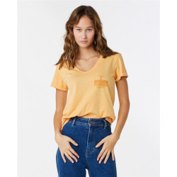 Teeshirt femme RIPCURL Re-Entry V Neck Tee Pastel Orange Taille:M