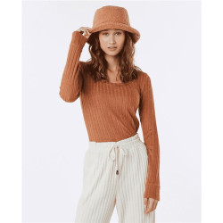 Teeshirt femme RIPCURL Open Neck Cosy Ls Light Brown