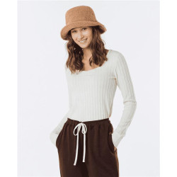 Teeshirt femme RIPCURL Open Neck Cosy Ls Ecru Marle