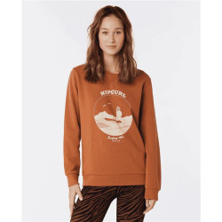 Sweat femme RIPCURL Re-Entry Crew Light Brown