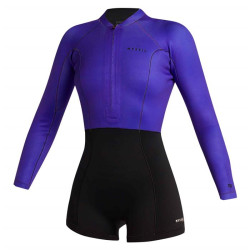Combinaison shorty femme MYSTIC Lunar Longarm 2/2mm Fzip Black / Purple