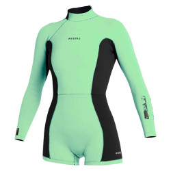 Combinaison shorty femme MYSTIC Lunar BK Longarm 2/2mm Bzip Lime Green