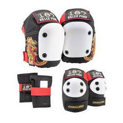 Set de protection 187 Jr. Six Pack Set Caballero Black/ Red/ Gold JR