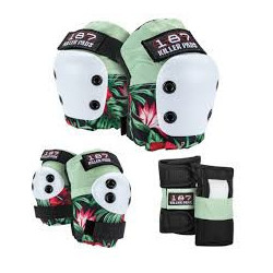 Set de protection 187 Jr. Six Pack Set Hibiscus Pink/ Green/ Black JR
