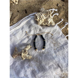 Bracelet Perles de Frangines - SURF - Dorée Noir