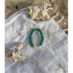 Bracelet Perles de Frangines - SUN - Dorée Vert Sapin
