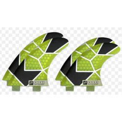 Ailerons surf Quad MADNESS Honeycomb FCS FX2 Tiles / Fluro Lime