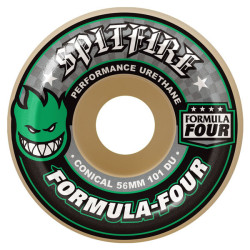 SPITFIRE WHEELS (JEU DE 4) 56MM F4 101D CONICAL GREEN PRINT