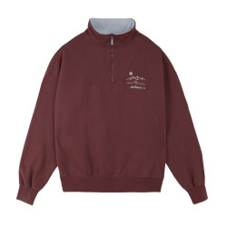 Sweat demi-zip Femme Sooruz Crest – coton bio – Bordeaux