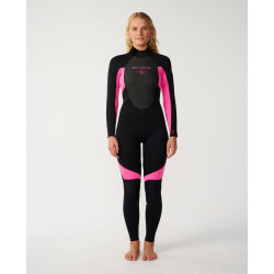 Omega 5/4 mm Back Zip – Combinaison de surf Femme Rip Curl – Noir/Rose
