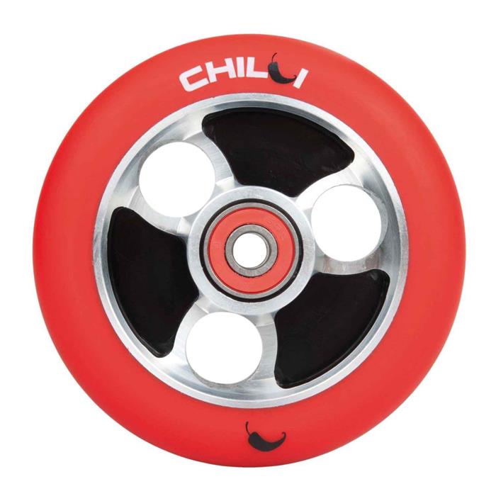 roue-de-trottinette-chilli-chilli-100mm-moyeu-noir-gomme-rouge
