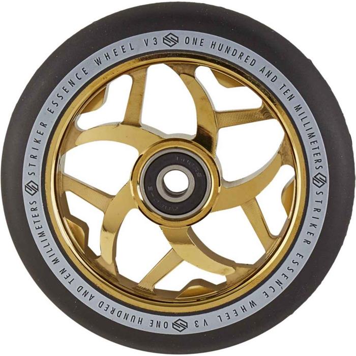 striker-essence-v3-noir-roue-trottinette-freestyle-gold-chrome-110mm