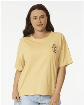 Teeshirt femme RIPCURL Icons Of Surf Relaxed Tee Washed Yellow
