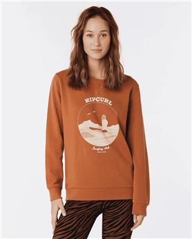 Sweat femme RIPCURL Re-Entry Crew Light Brown
