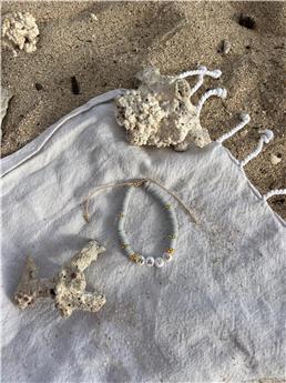 Bracelet Perles de Frangines - WAVE - Dorée Gris