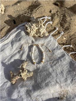 Bracelet Perles de Frangines - SURF - Dorée Blanc