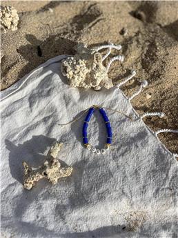 Bracelet Perles de Frangines - OCEAN - Dorée Bleu Marine