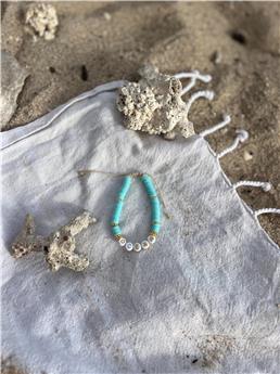 Bracelet Perles de Frangines - OCEAN - Dorée Turquoise
