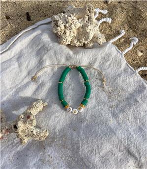 Bracelet Perles de Frangines - SUN - Dorée Vert Sapin