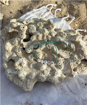 Bracelet cordon Perles de Frangines - OCEAN - Vert Peacock Bille Dorée