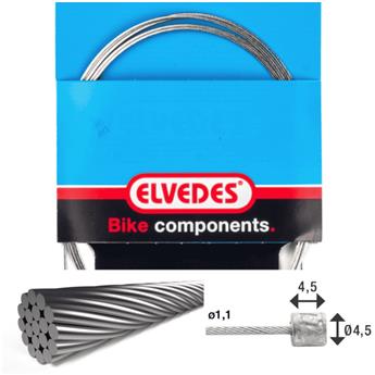 ELVEDES Cable de transmission 2 250mm 1x19 fils Stainless diamètre 1,1mm avec tete N diamètre 4,5x4,5